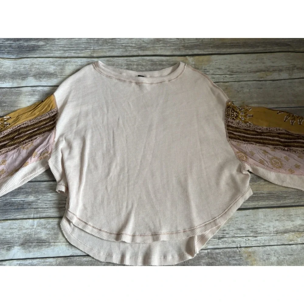 We The Free Blossom Thermal Floral Balloon Sleeve Top Size S - Picture 4 of 7